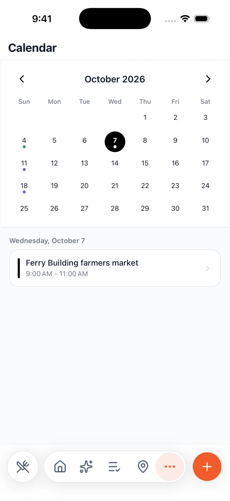 Nexly's calendar showing today's plans